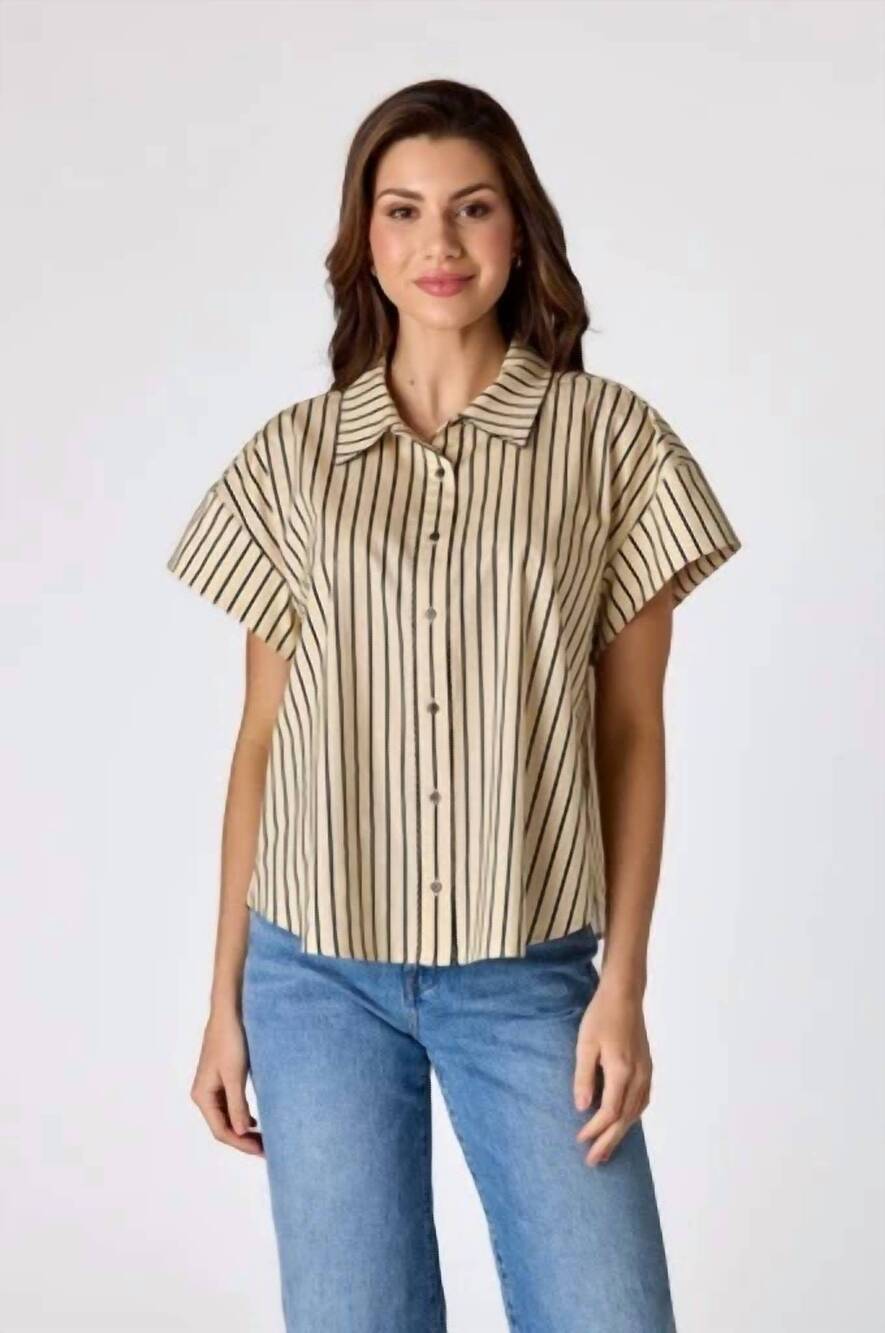 NEW CROSBY BY MOLLIE BURCH stripe albie top in beige